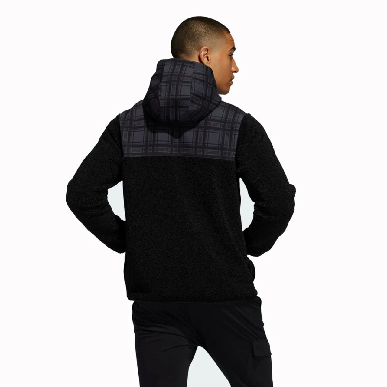 ADIDAS AdiCross Sherpa Plaid 1/4 Zip Sweater 2 ADIDAS AdiCross Sherpa Plaid 1/4 Zip Sweater - Image 2