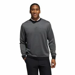 ADIDAS Go-To Crewneck Pullover -Golf Bag Sales adidas go to crewneck pullover black grey six 01 38214.1676588438