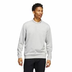 ADIDAS Go-To Crewneck Pullover -Golf Bag Sales adidas go to crewneck pullover grey two white 01 42594.1676593974