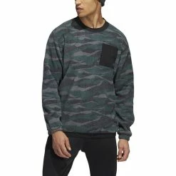 ADIDAS Texture Print Crewneck -Golf Bag Sales adidas texture print crewneck black shadow green 01 83282.1673905365