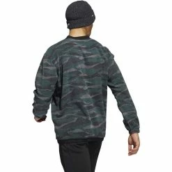 ADIDAS Texture Print Crewneck -Golf Bag Sales adidas texture print crewneck black shadow green 02 70450.1673906677