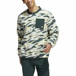 ADIDAS Texture Print Crewneck -Golf Bag Sales adidas texture print crewneck linen green almost yellow 01 13122.1673903783