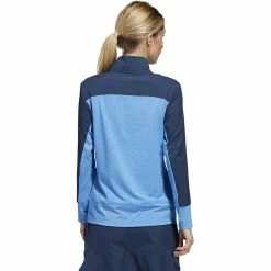 ADIDAS Women's Colorblock Quarter Snap Jacket -Golf Bag Sales adidas womens colorblock quarter snap jacket blue rush 02 24238.1676579963