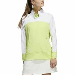 ADIDAS Women's Colorblock Quarter Snap Jacket -Golf Bag Sales adidas womens colorblock quarter snap jacket pulse lime 01 50851.1676589827
