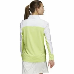ADIDAS Women's Colorblock Quarter Snap Jacket -Golf Bag Sales adidas womens colorblock quarter snap jacket pulse lime 02 17412.1676584750