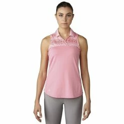 ADIDAS Women's Printed Sport Mesh Sleeveless Polo -Golf Bag Sales adidas womens printed sport mesh sleeveless polo easy pink 01 26113.1633461092