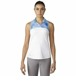 ADIDAS Women's Printed Sport Mesh Sleeveless Polo -Golf Bag Sales adidas womens printed sport mesh sleeveless polo white 01 25515.1633461092