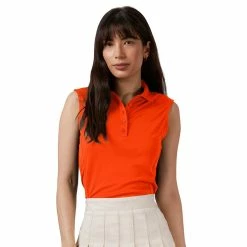 Antigua Women's Tribute Sleeveless Polo -Golf Bag Sales antigua womens tribute sleeveless polo mango 01 57895.1676577088