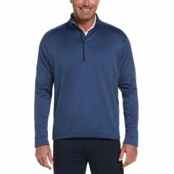 Callaway Midweight Waffle Knit Fleece 1/4 Zip -Golf Bag Sales callaway midweight waffle knit fleece 1 4 zip dark moody blue heather 01 29115.1659042872