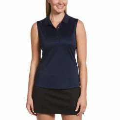 Callaway Women's Solid Knit Sleeveless Polo -Golf Bag Sales callaway womens solid knit sleeveless polo peacoat 01 14769.1656597778