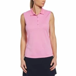 Callaway Women's Solid Knit Sleeveless Polo -Golf Bag Sales callaway womens solid knit sleeveless polo pink sunset 01 89956.1656597778