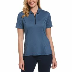 Callaway Women's Tonal Heather 1/4 Zip Polo -Golf Bag Sales callaway womens tonal heather 1 4 zip polo true navy heather 01 60302.1654787878
