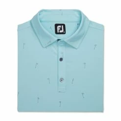 FootJoy 18 Holes Print Lisle Self Collar Polo -Golf Bag Sales footjoy 18 holes print lisle self collar polo azure 04 27159.1673903795