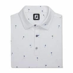 FootJoy 18 Holes Print Lisle Self Collar Polo -Golf Bag Sales footjoy 18 holes print lisle self collar polo white 04 55668.1673903059