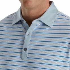 FootJoy Accented Stripe Lisle Self Collar Polo -Golf Bag Sales footjoy accented stripe lisle self collar polo dove grey white royal 03 96343.1673904916
