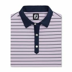 FootJoy Accented Stripe Lisle Self Collar Polo -Golf Bag Sales footjoy accented stripe lisle self collar polo lavender white navy 04 36010.1673899377