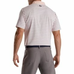 FootJoy Accented Stripe Lisle Self Collar Polo -Golf Bag Sales footjoy accented stripe lisle self collar polo quartz pink white graphite 02 72553.1673906120