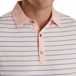 FootJoy Accented Stripe Lisle Self Collar Polo -Golf Bag Sales footjoy accented stripe lisle self collar polo quartz pink white graphite 03 42151.1673907367