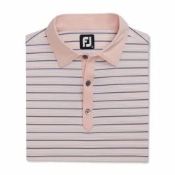 FootJoy Accented Stripe Lisle Self Collar Polo -Golf Bag Sales footjoy accented stripe lisle self collar polo quartz pink white graphite 04 71803.1673906075
