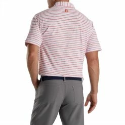 FootJoy Chalk Line Print Stretch Pique Self Collar Polo -Golf Bag Sales footjoy chalk line print stretch pique self collar polo white coral 02 09083.1673900577