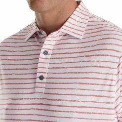 FootJoy Chalk Line Print Stretch Pique Self Collar Polo -Golf Bag Sales footjoy chalk line print stretch pique self collar polo white coral 03 47598.1673905136