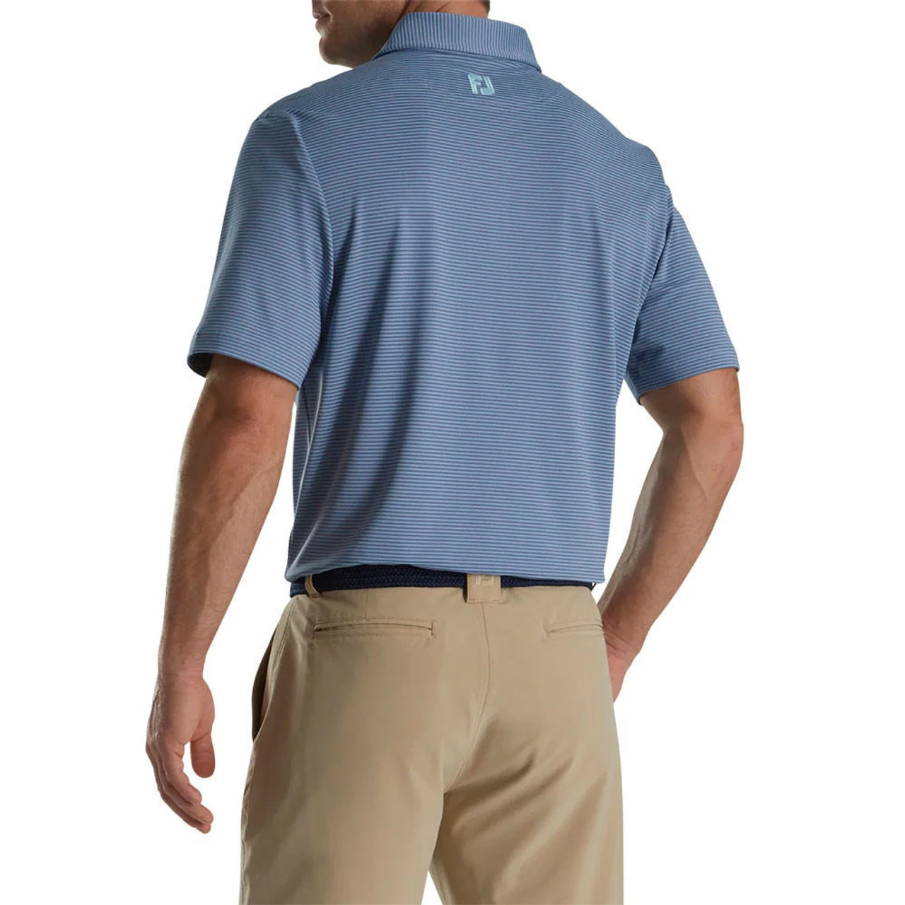 FootJoy Feeder Stripe Mix Stretch Pique Self Collar Polo - FJ Logo 2 FootJoy Feeder Stripe Mix Stretch Pique Self Collar Polo - FJ Logo - Image 2