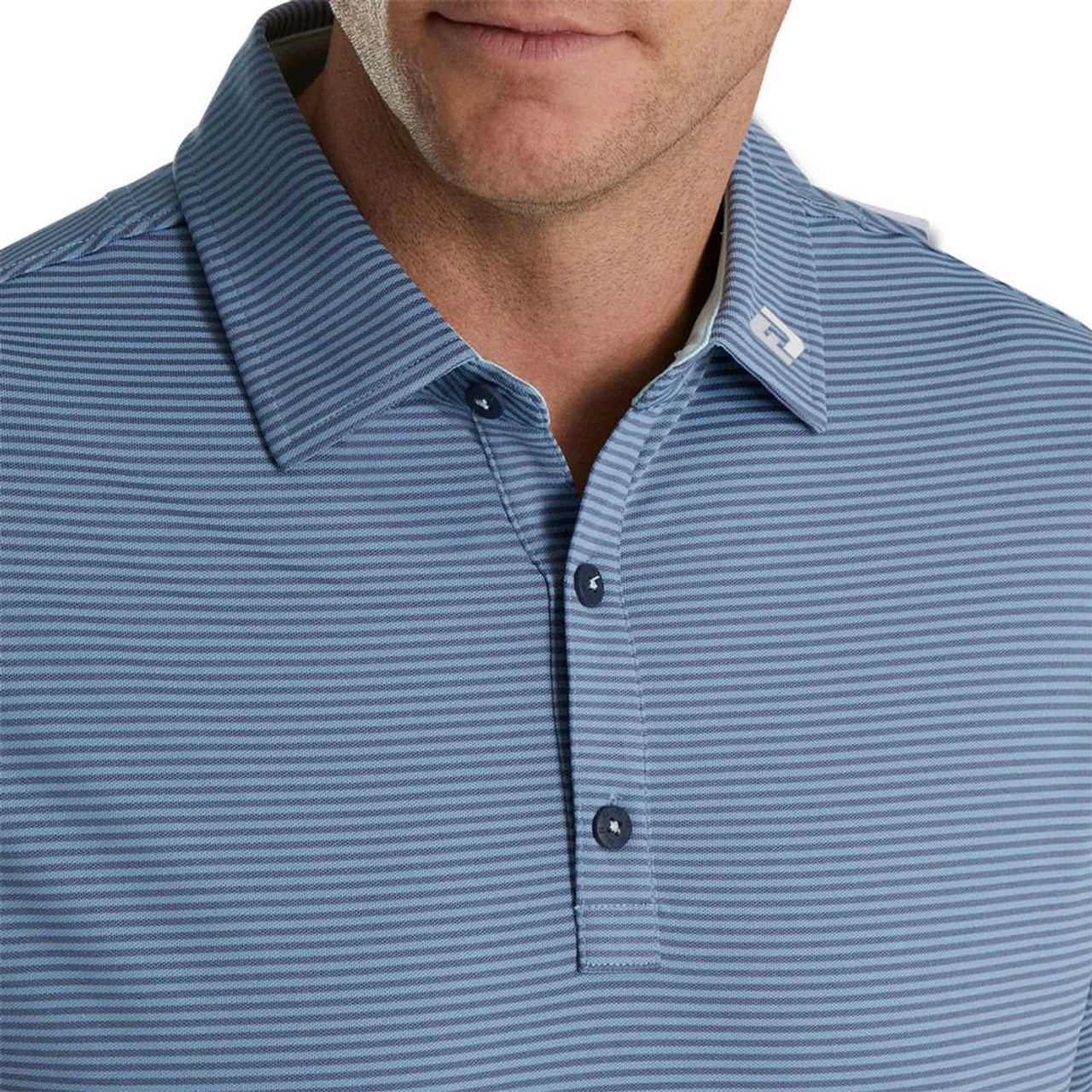 FootJoy Feeder Stripe Mix Stretch Pique Self Collar Polo - FJ Logo 3 FootJoy Feeder Stripe Mix Stretch Pique Self Collar Polo - FJ Logo - Image 3