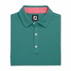 FootJoy Feeder Stripe Mix Stretch Pique Self Collar Polo -Golf Bag Sales footjoy feeder stripe mix stretch pique self collar polo navy sea green 04 25401.1673901803