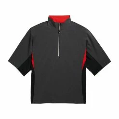 FootJoy FJ Hydrolite Short Sleeve Rain Shirt -Golf Bag Sales footjoy fj hydrolite short sleeve rain shirt heather charcoal black red 01 91341.1676494364