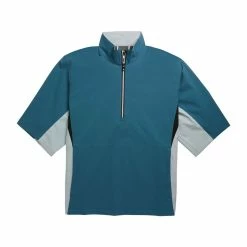 FootJoy FJ Hydrolite Short Sleeve Rain Shirt -Golf Bag Sales footjoy fj hydrolite short sleeve rain shirt petrol blue white check 01 34136.1676494363