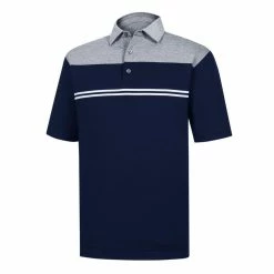 FootJoy Heather Color Block Lisle Self Collar Polo -Golf Bag Sales footjoy heather color block lisle self collar polo navy heather grey white 01 24409.1632428302