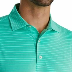 FootJoy Lisle Classic Pencil Stripe Polo -Golf Bag Sales footjoy lisle classic pencil stripe polo green white 03 12127.1673899876