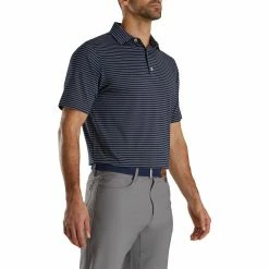 FootJoy Lisle Classic Pencil Stripe Polo -Golf Bag Sales footjoy lisle classic pencil stripe polo navy white 01 06867.1673906209