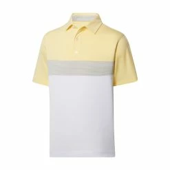 FootJoy Lisle Color Block Self Collar Polo -Golf Bag Sales footjoy lisle color block self collar polo lemonade white dove grey 01 43069.1676597080
