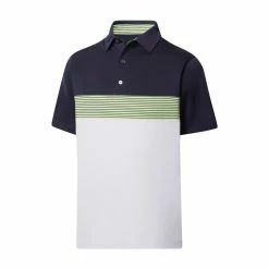 FootJoy Lisle Color Block Self Collar Polo -Golf Bag Sales footjoy lisle color block self collar polo navy white sage 01 04079.1676576188