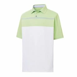 FootJoy Lisle Engineered Pinstripe Self Collar Polo -Golf Bag Sales footjoy lisle engineered pinstripe self collar polo white lime grey 01 38857.1632336617
