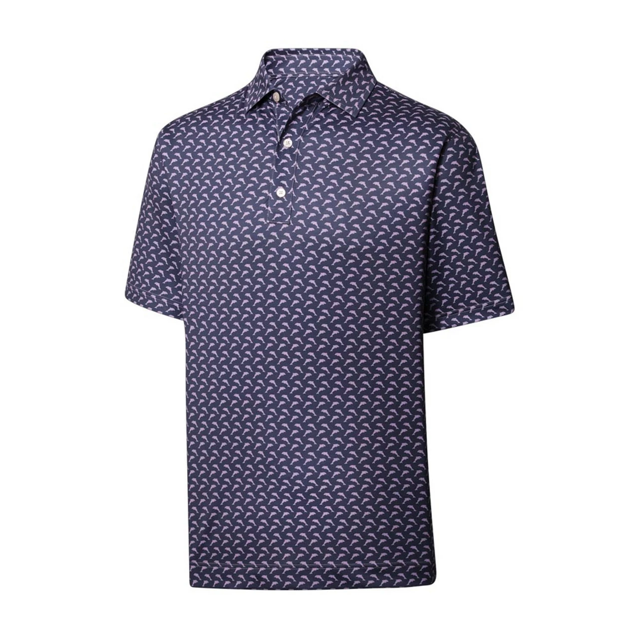 FootJoy Lisle Leaping Dolphins Print Self Collar Polo 3 FootJoy Lisle Leaping Dolphins Print Self Collar Polo - Image 3