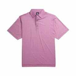 FootJoy Lisle Plaid Print Self Collar Polo -Golf Bag Sales footjoy lisle plaid print self collar polo iced berry 01 37085.1632410257