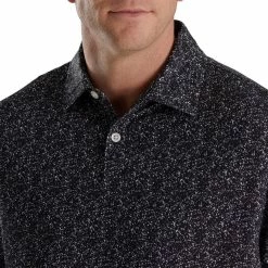 FootJoy Paint Splatter Print Lisle Self Collar Polo -Golf Bag Sales footjoy paint splatter print lisle self collar polo black white 03 70852.1673904902
