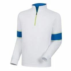 FootJoy Performance Half-Zip With Engineered Sleeves -Golf Bag Sales footjoy performance half zip with engineered sleeves white blue marlin citrus 01 40787.1633109535