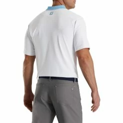 FootJoy Solid Stretch Pique With Stripe Placket Knit Collar Polo -Golf Bag Sales footjoy solid stretch pique with stripe placket knit collar polo white 02 63688.1673902608