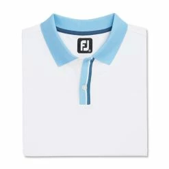 FootJoy Solid Stretch Pique With Stripe Placket Knit Collar Polo -Golf Bag Sales footjoy solid stretch pique with stripe placket knit collar polo white 04 04009.1673899881