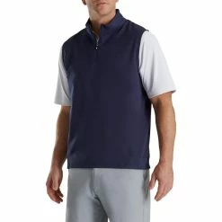 FootJoy Stretch Woven Vest With Knit Accents -Golf Bag Sales footjoy stetch woven vest with knit accents navy 01 18132.1673905004