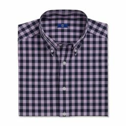 FootJoy Stretch Woven Gingham Shirt -Golf Bag Sales footjoy stretch woven gingham shirt lavender navy 04 86254.1671653289