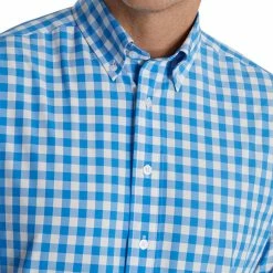 FootJoy Stretch Woven Gingham Shirt -Golf Bag Sales footjoy stretch woven gingham shirt white royal 03 02128.1671653586