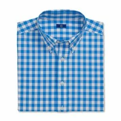 FootJoy Stretch Woven Gingham Shirt -Golf Bag Sales footjoy stretch woven gingham shirt white royal 04 49145.1671652716