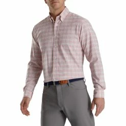 FootJoy Super Soft Woven Plaid Shirt -Golf Bag Sales footjoy super soft woven plaid shirt white coral pink graphite 01 43825.1671653343