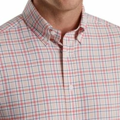 FootJoy Super Soft Woven Plaid Shirt -Golf Bag Sales footjoy super soft woven plaid shirt white coral pink graphite 03 16269.1671652025