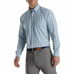 FootJoy Super Soft Woven Plaid Shirt -Golf Bag Sales footjoy super soft woven plaid shirt white dusk blue ink 01 12854.1671653270