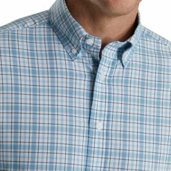 FootJoy Super Soft Woven Plaid Shirt -Golf Bag Sales footjoy super soft woven plaid shirt white dusk blue ink 03 57282.1671651055